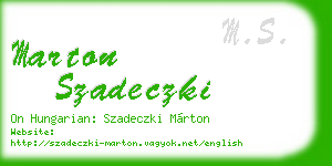 marton szadeczki business card